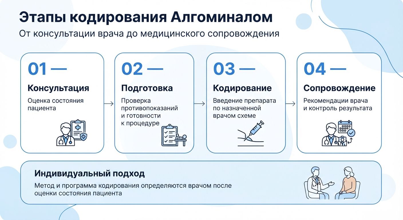 Кодирование препаратом «Алгоминал» в Железногорске инфографика